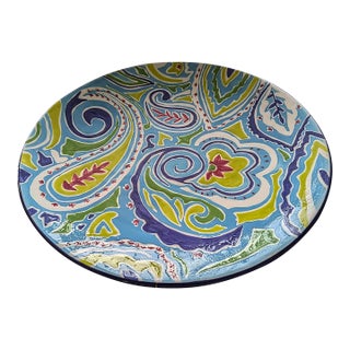 90's Large Ceramic Charger With Large Paisley Pattern For Sale