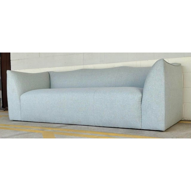 Stylish Norwalk Modern Light Gray Linen Snuggy Sofa, showroom floor sample