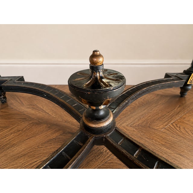 French Napoleon III Ebonized and Gilt Center Table with Sarrancolin Marble Top, 1880 For Sale - Image 13 of 14