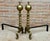 18th American Chippendale Style Brass Cannonball Andiron Firedog with Log Stops For Sale - Image 4 of 18