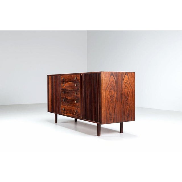 Metal Scandinavian Sideboard in Rosewood with Tambour Doors, Denmark, 1960 For Sale - Image 7 of 18