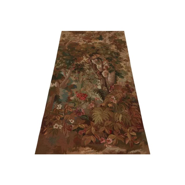 Contemporary Rug & Kilim’s Aubusson-Style Flatweave Rug in Brown With Rich Floral Pictorial For Sale - Image 3 of 7