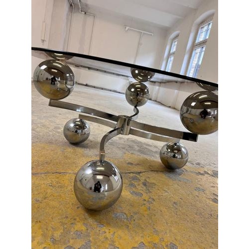 Atomic Coffee Table in Glass and Chrome For Sale - Image 3 of 11