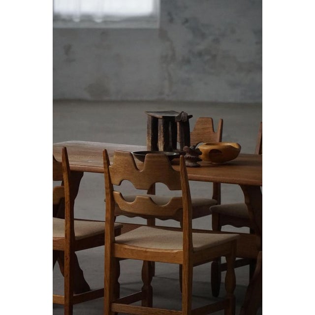 1950s Razorblade Chairs in Oak and Hessian attributed to Danish Henning Kjærnulf, 1960s, Set of 8 For Sale - Image 5 of 18