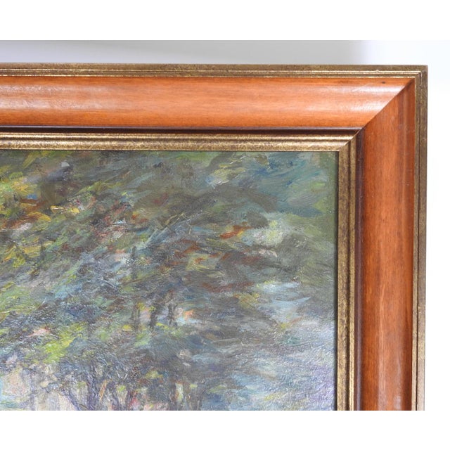 Early 20th Century Impressionist Riverside Cottage Landscape Painting For Sale - Image 4 of 7