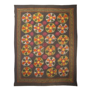 Large Vintage Suzani With All-Over Embroidery For Sale