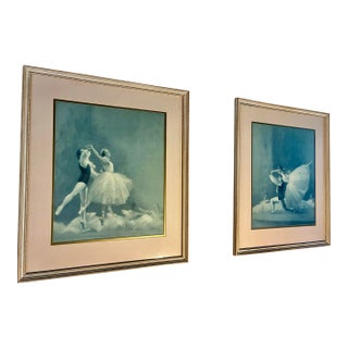 Vintage Pair of Ballet Lithograph Prints by August Von Munchhausen. Set of 2 For Sale