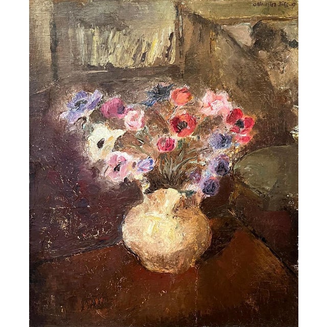 Otto Vautier, Flowers in a Vase, Oil on Canvas For Sale - Image 11 of 11