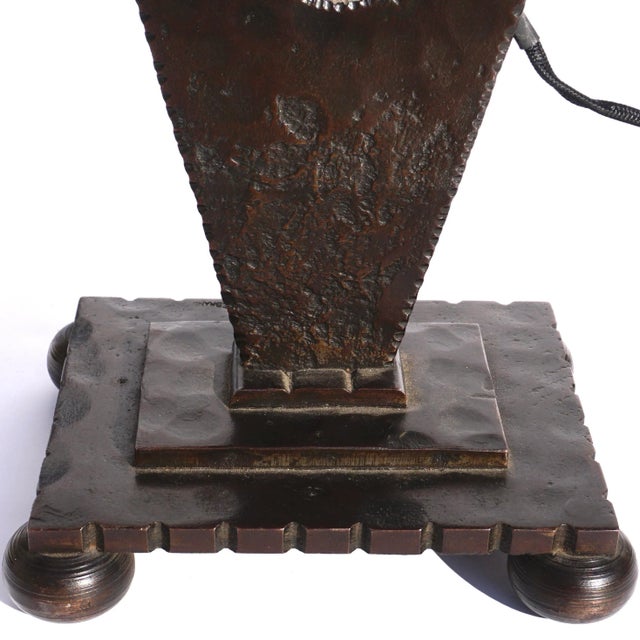 Metal 1915 Daum Nancy and Edgar Brandt Art Deco Table Lamp For Sale - Image 7 of 13