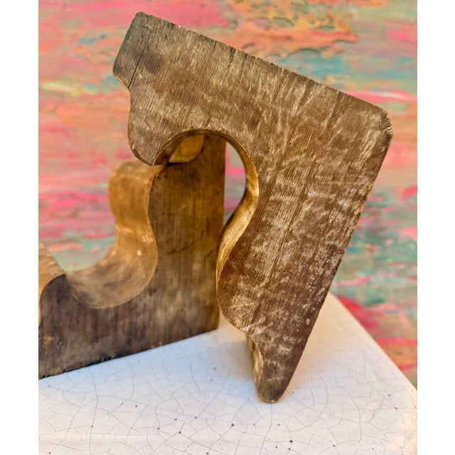 Antique Cypress Architectural Salvage Hand-Carved Wooden Corbels (A Pair) For Sale - Image 4 of 7