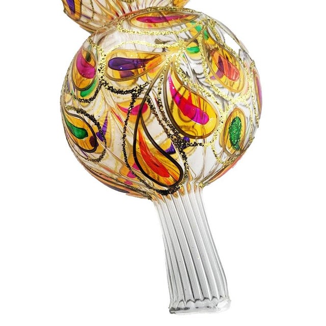 Rare & fabulous blown glass Christopher Radko Christmas finial tree topper, made in Italy circa 1997 The box is marked...