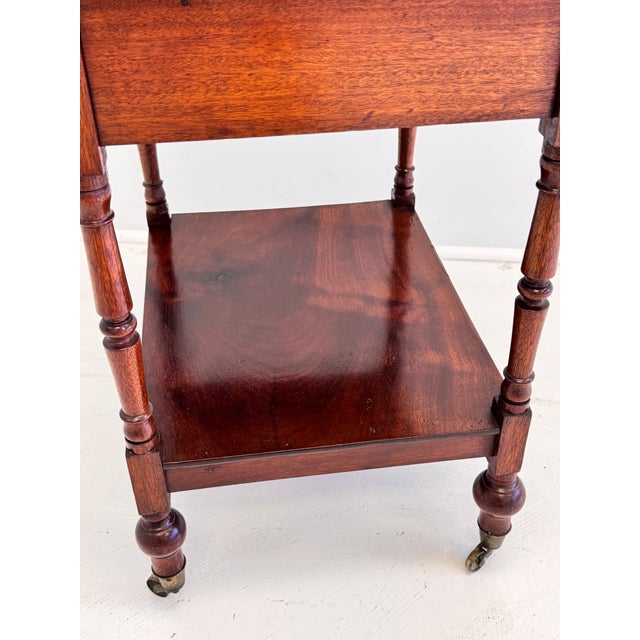 Brown English Mahogany Two-Tier Georgian Style Side Table on Casters, Circa 1930s For Sale - Image 8 of 15