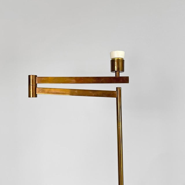 Art Deco Italian Brass Floor Lamp with Adjustable Arm and Dark Marble Base, 1940s For Sale - Image 6 of 18