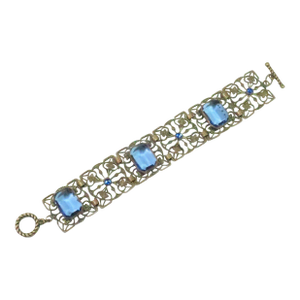 Vintage Art Deco Czech Sapphire Crystal Bracelet 1930s