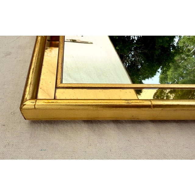 Wood 1960's LaBarge Faux Bamboo Gilt Mirror With Gold Mirrored Border For Sale - Image 7 of 10