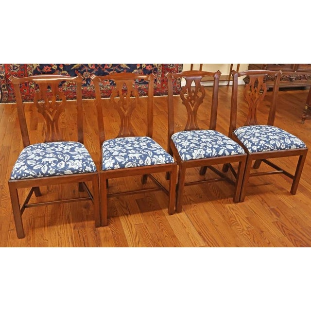 1980s Set of 8 Henkel Harris 101s Solid Mahogany Chippendale Style Dining Chairs For Sale - Image 16 of 17
