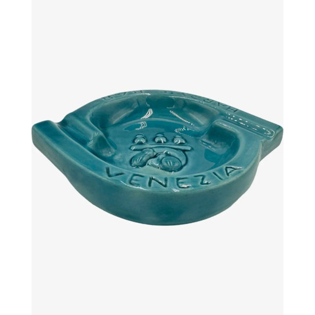 Mid-Century Modern Mid 20th Century Vintage Harry's Bar Venice Italy Ashtray Blue Ceramic Dish For Sale - Image 3 of 12
