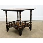 Brown Vintage Painted Square Low Table with Shell Découpage For Sale - Image 8 of 11