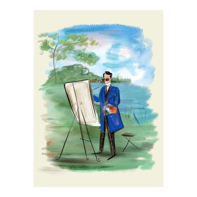 "The Sunday Painter" Limited Edition Print on Etching Paper by Tug Rice For Sale