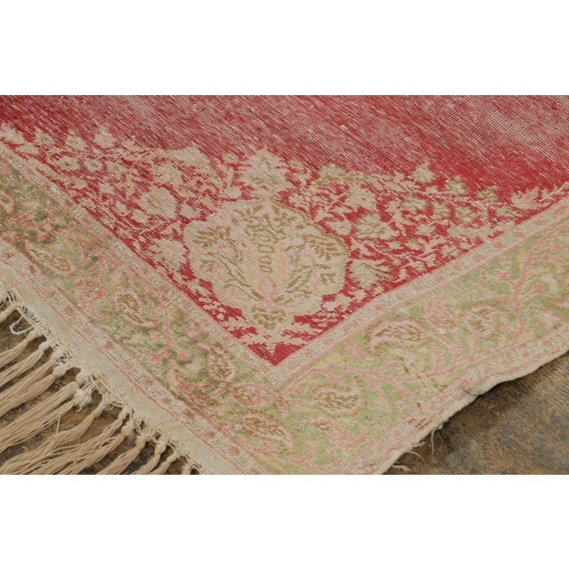 Textile Vintage Turkish Distressed Anatolian Rug With Paisley Medallion - Rug & Kilim For Sale - Image 7 of 9