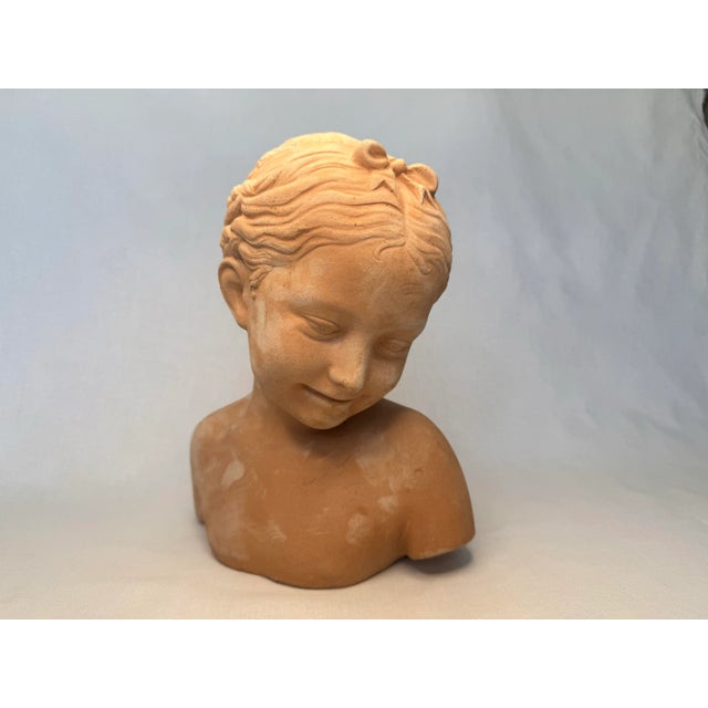 Vintage French Neoclassical Terra Cotta Female Bust, "La Rieuse" Styled afterJean Baptist Pigalle For Sale - Image 4 of 10