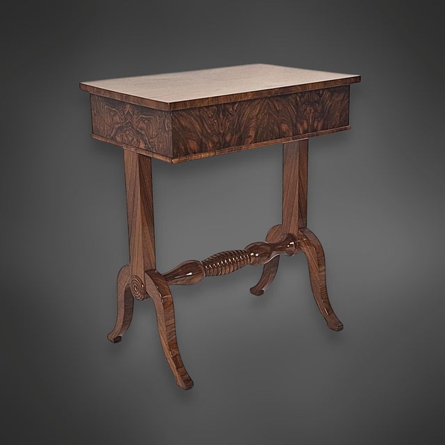 Biedermeier Side Table in Walnut Veneer, 1840 For Sale - Image 3 of 16