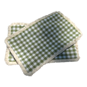 Green Gingham Lumbar Pillow Covers Country Cottage Style - Set of 2
