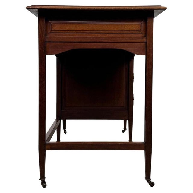Wood Antique Early 20th Century English Mahogany Kneehole Desk For Sale - Image 7 of 12