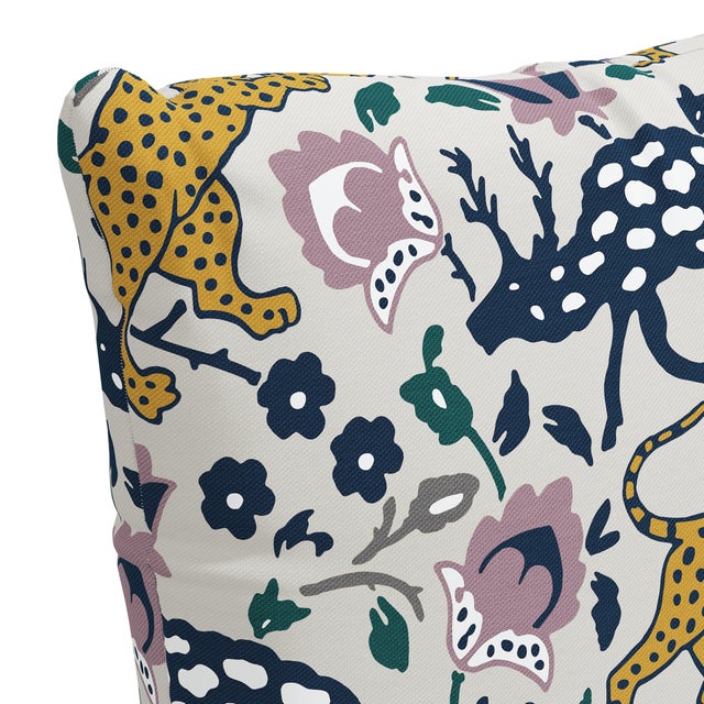Transitional 20" Decorative Pillow with Welt in Leopard Mustard Plum For Sale - Image 3 of 6