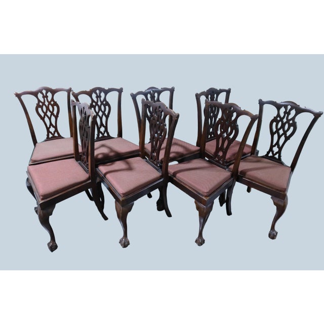 Brown Ten Chippendale Style Clawfoot 19th Century Dining Chairs For Sale - Image 8 of 16