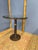 This industrial-style table was assembled from three parts by a skilled craftsman. It had a cast iron machine leg with a...