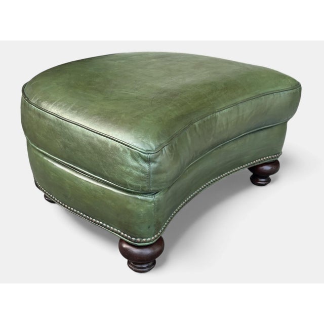 Hancock & Moore 1960s Hancock & Moore Green Leather Ottoman For Sale - Image 4 of 13