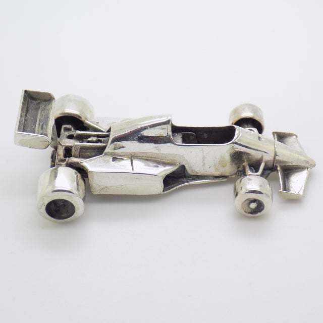 Vintage Italian Handmade Genuine Silver Ferrari F1 260 Racing Car Large Figurine For Sale - Image 6 of 11