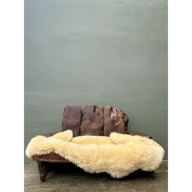 Vintage Redwood Slab Sofa After Darryl Stokes For Sale In West Palm - Image 6 of 12