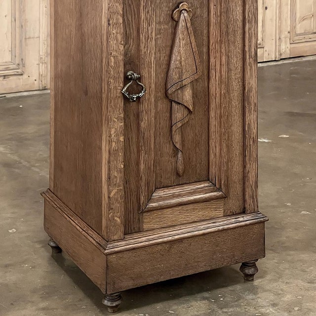 Rustic Antique Neoclassical Marble Top Nightstand ~ Pedestal For Sale - Image 12 of 18