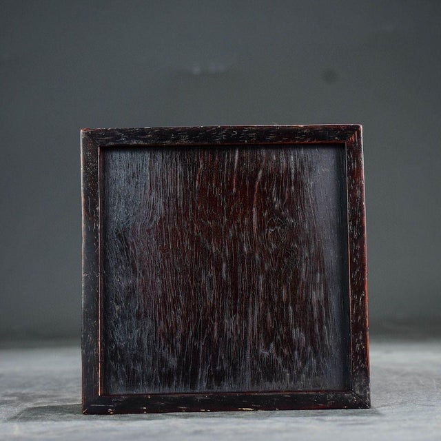 Wood 1990s Square Wood Keepsake Box With Mother of Pearl Bird & Floral Inlay For Sale - Image 7 of 9