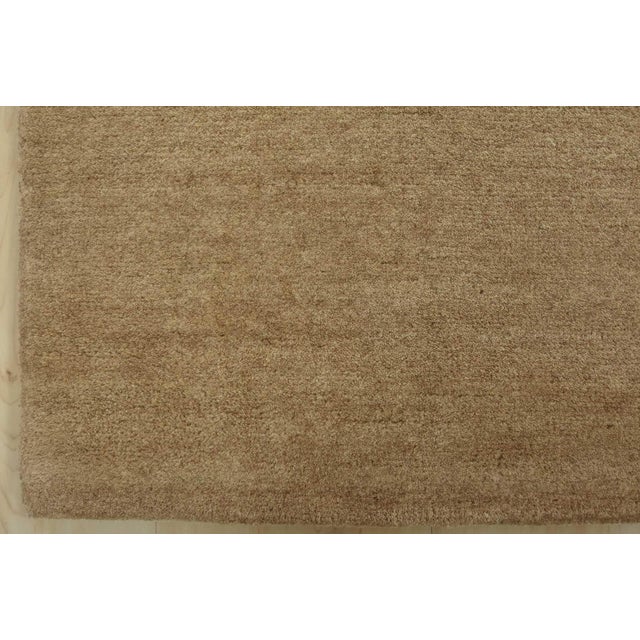 Solid Beige Rug 5’8” X 7’9” Wool Hand-Knotted Carpet For Sale - Image 10 of 13