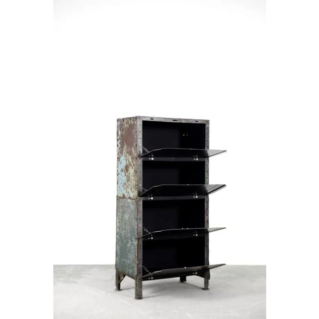 Vintage Raw Industrial Metal Factory Cabinet with Shelves, 1950s For Sale - Image 4 of 18