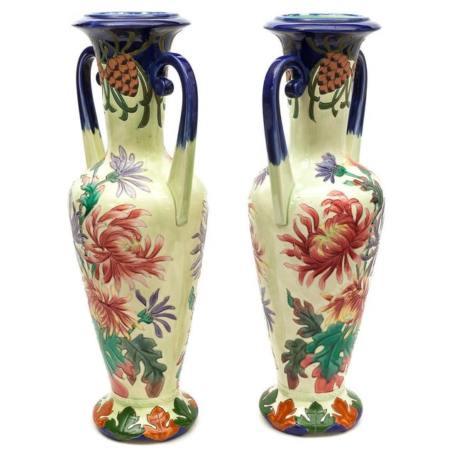 Art Nouveau Amphora Vases from Longchamp, 1900s, Set of 2 For Sale - Image 14 of 16