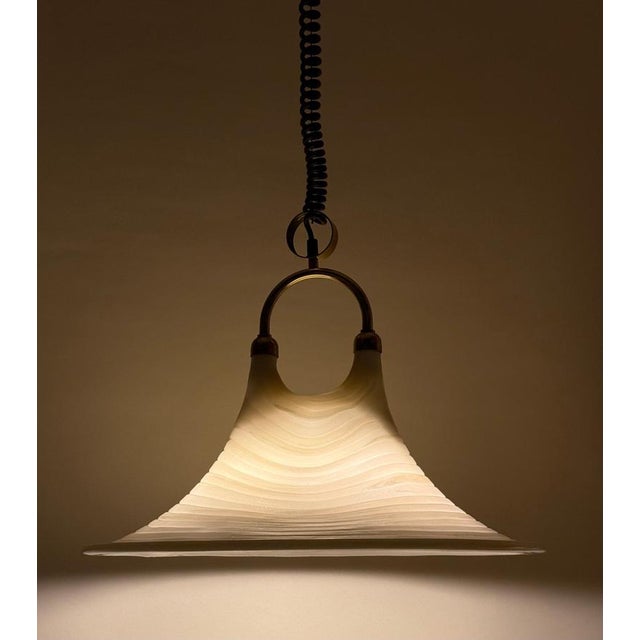 Mid-Century Modern White and Gilt Pendant Lamp with Pull Mechanism, 1970s For Sale - Image 13 of 18