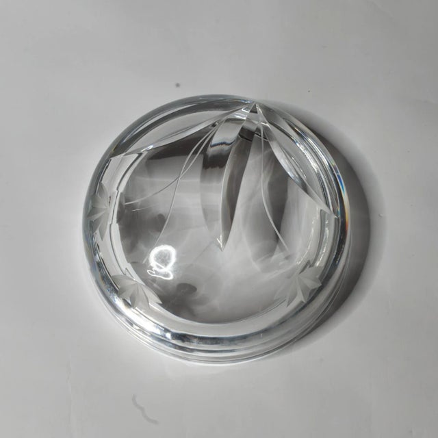 Vintage Mid 20th Century Bohemian Crystal Quilted Cut Glass Candy Dish Bowl With Lid – Mark Palda Style For Sale - Image 4 of 7