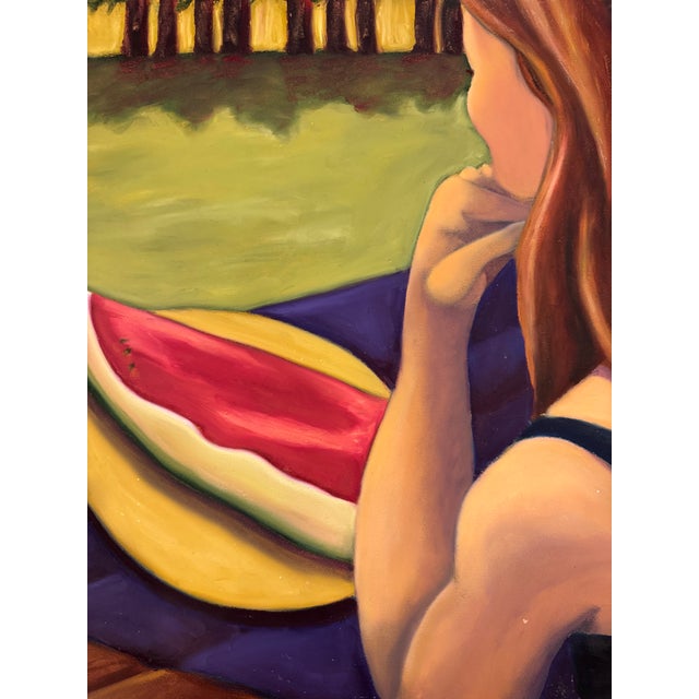 Contemporary Contemporary Figurative Oil Painting "Woman With Watermelon" by Teresa DiMarco For Sale - Image 3 of 3