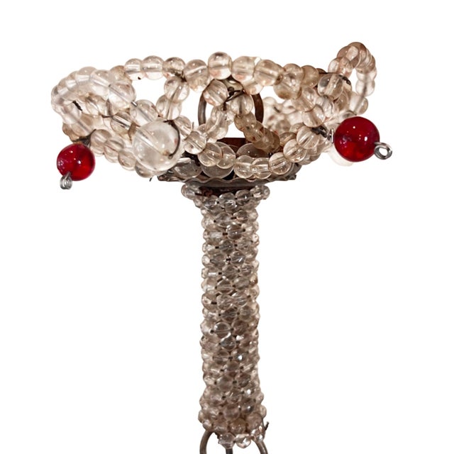 Small Vintage Italian Hanging Light with Red and Clear Glass Beads, 1950s For Sale - Image 3 of 5