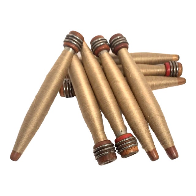 Early 20th Century Factory Reclaimed Wrapped Quills Industrial Cottage Core Textile Supply- Set of 8 For Sale