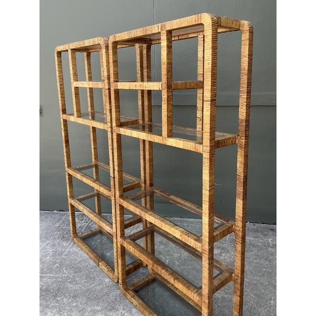 Vintage Wrapped Rattan Etagere- A Pair For Sale - Image 10 of 12