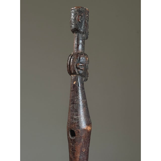 Antique African Lobi Staff With Double-Headed Finial With Custom Stand For Sale - Image 4 of 7