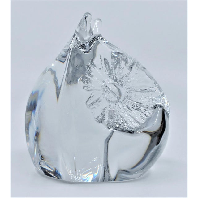 Glass Daum of France Owl Head Glass Crystal Paperweight For Sale - Image 7 of 12