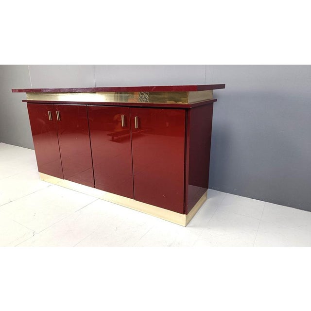 Metal Vintage Red Lacquered Sideboard, 1980s For Sale - Image 7 of 10