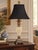 Bronze Late 20th Century Cream Neoclassical Urn Table Lamps With Black Square Bell Shades - Pair For Sale - Image 8 of 10