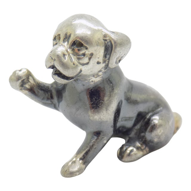 Vintage Italian Genuine Silver 800 Puppy Dog Figurine by Sorini, Arezzo, 1980s For Sale